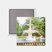 Forsyth Fountain in Savannah GA Wasserfarbe Printw Magnet (Vorderseite/Rückseite)