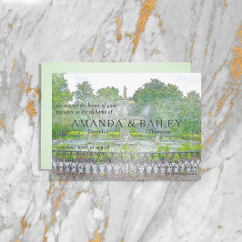 Forsyth Fountain Watercolor Savannah GA Einladung