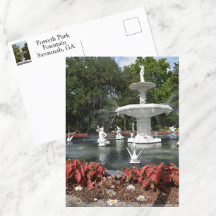 Forsyth Park Brunnen Savannah GA Fotografie Postkarte