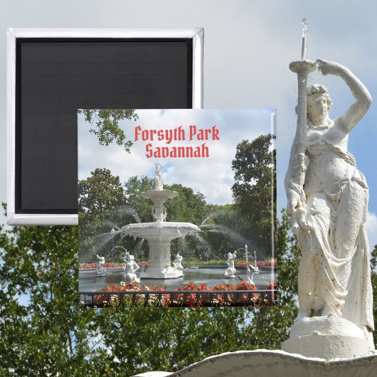 Forsyth Park Fountain Savannah Georgi Fotografi Magnet