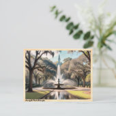 Forsyth Park Georgia Vintage Reise Postkarte (Stehend Vorderseite)