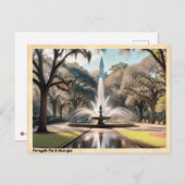 Forsyth Park Georgia Vintage Reise Postkarte (Vorne/Hinten)