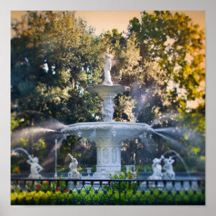 Forsyth Park, in der Savanne, GA Poster