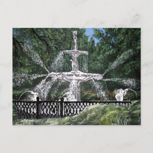 Forsyth Park Wasserbrunnen Savannah Georgia GA Postkarte (Vorderseite)