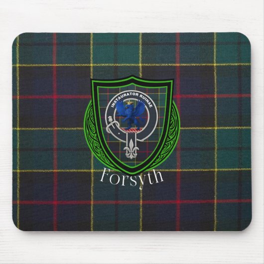 Forsyth-Schottischer-Clan-Tartan & -Wappen Mousepad (Vorne)