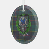 Forsyth Scottish Clan Tartan & Crest Ornament Aus Glas (Vorderseite links)