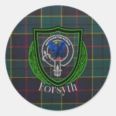 Forsyth Scottish Clan Tartan & Crest Runder Aufkleber (Vorderseite)