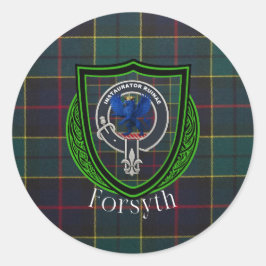 Forsyth Scottish Clan Tartan & Crest Runder Aufkleber