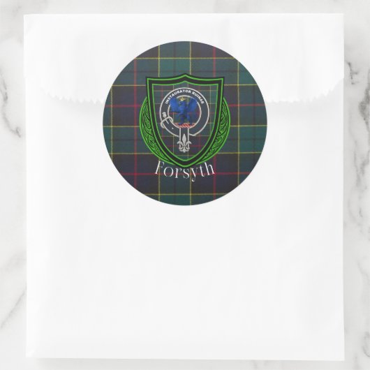 Forsyth Scottish Clan Tartan & Crest Runder Aufkleber (Tasche)