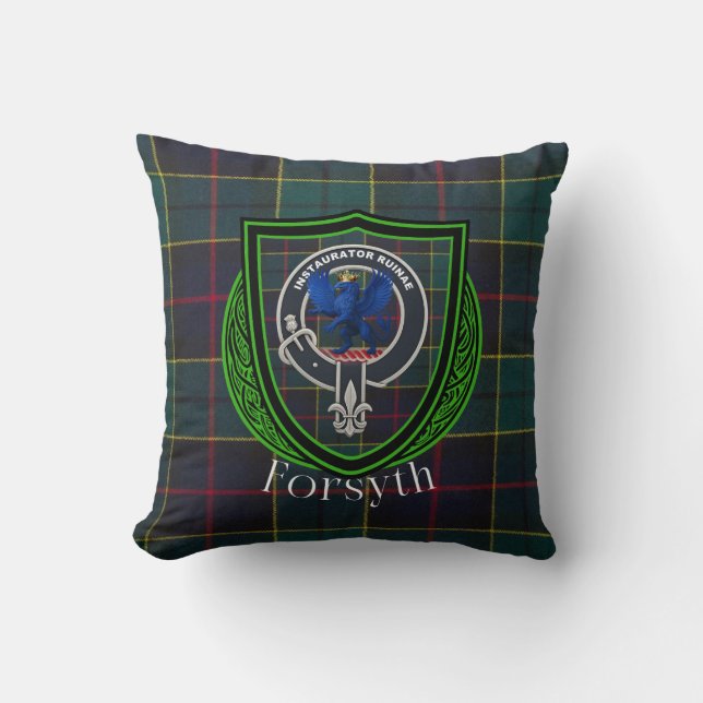 Forsyth Scottish Clan Tartan & Wappen Kissen (Vorderseite)