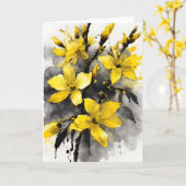 Forsythie - Aquarellblumen Karte (Gelbe Blume)