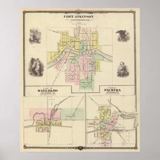 Fort Atkinson, Waterloo und Palmyra, Jefferson Co Poster (Vorne)