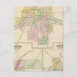 Fort Atkinson, Waterloo und Palmyra, Jefferson Co Postkarte