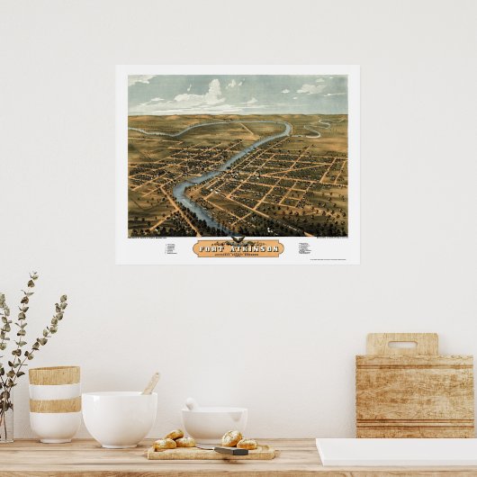 Fort Atkinson, WI Panorama Karte - 1870 Poster (Küche)