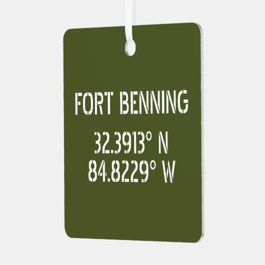 Fort Benning Breitengrad Keepsake Ornament Aus Metall (Vorderseite links)