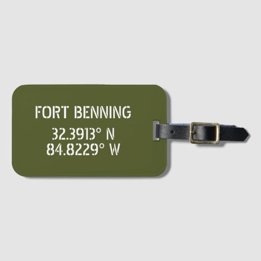 Fort Benning Latitude Longitude Gepäckanhänger (Vorderseite (Horizontal))