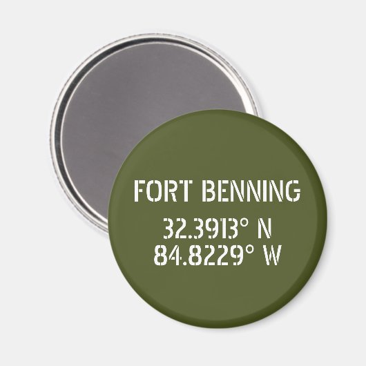 Fort Benning Latitude Longitude Magnet (Vorderseite/Rückseite)