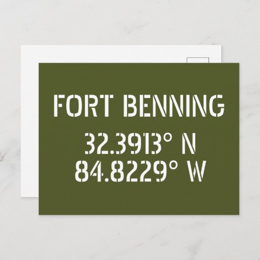Fort Benning Latitude Longitude Postcard Postkarte (Vorne/Hinten)