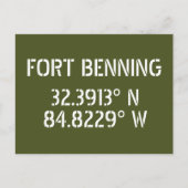 Fort Benning Latitude Longitude Postcard Postkarte (Vorderseite)