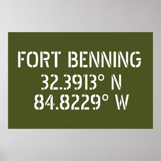 Fort Benning Latitude Longitude Poster (Vorne)