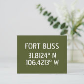 Fort Bliss Latitude Longitude Postkarte (Stehend Vorderseite)