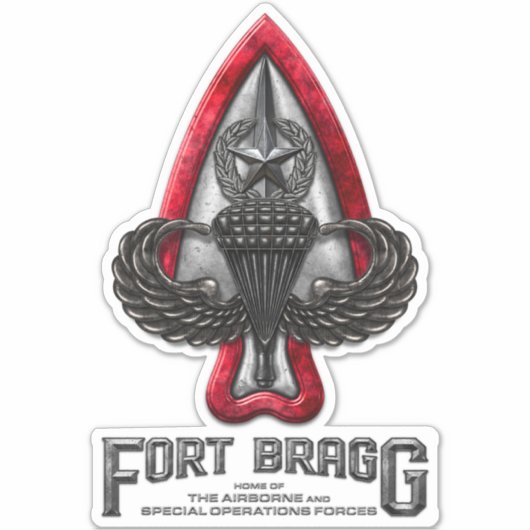 Fort Bragg 14" High Custom-Cut Vinyl Sticker (Vorderseite)