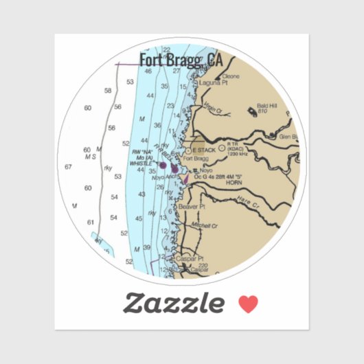 Fort Bragg California Chart Aufkleber (Blatt)