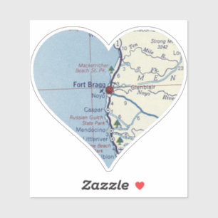 Fort Bragg California Vintage Karte Aufkleber