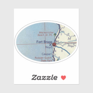Fort Bragg California Vintage Karte Aufkleber