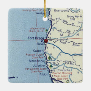 Fort Bragg Retro-Karte Keramikornament