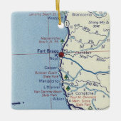 Fort Bragg Retro Map Keramikornament (Vorderseite)
