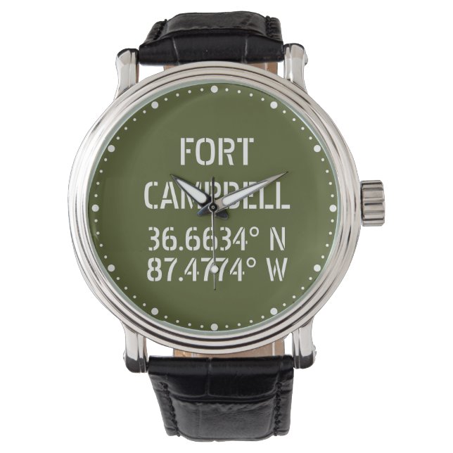 Fort Campbell Latitude Länge Armbanduhr (Vorderseite)