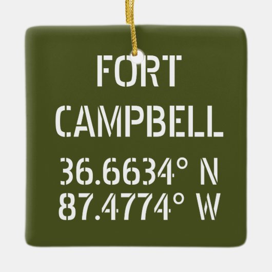 Fort Campbell Latitude Länge Keramikornament (Vorderseite)