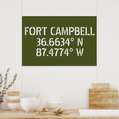 Fort Campbell Latitude Länge Poster (Küche)