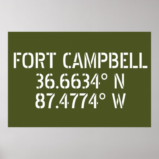 Fort Campbell Latitude Länge Poster (Vorne)