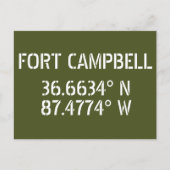 Fort Campbell Latitude Länge Postkarte (Vorderseite)