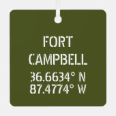 Fort Campbell Latitude Longitude Personalisiert Ornament Aus Metall (Vorderseite)