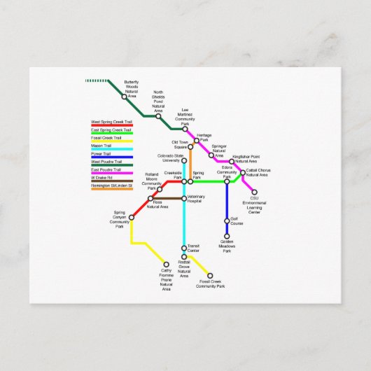 Fort Collins Bike Map Postcard Postkarte (Vorderseite)