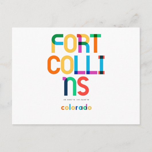Fort Collins Colorado Mitte Jahrhundert, Pop Art, Postkarte (Vorderseite)