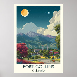 Fort Collins Colorado Vintager Stadtpark Parco Civ Poster
