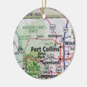 Fort Collins und Estes Park Karte Keramik Ornament (Links)