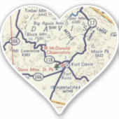 Fort Davis TX Retro Map Aufkleber (Vorderseite)