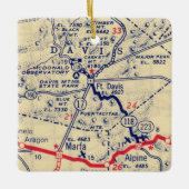 Fort Davis TX Vintag Map Keramikornament (Vorderseite)