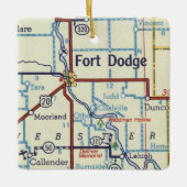 Fort Dodge Iowa Vintage Karte Keramikornament (Vorderseite)