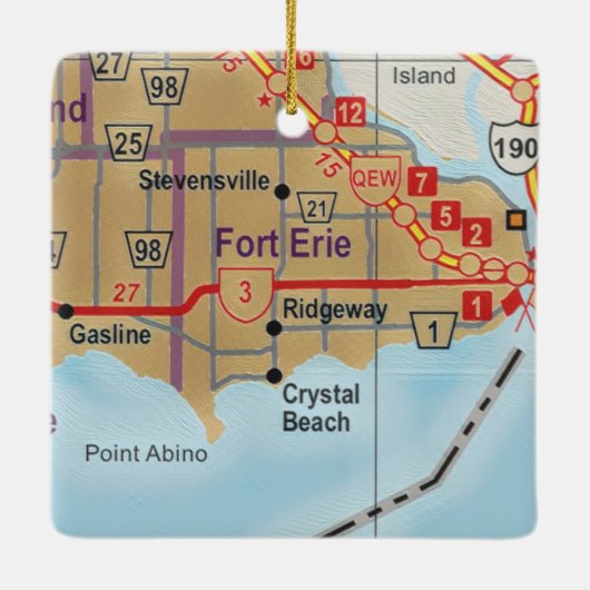 Fort Erie Ontario Karte Keramikornament (Rückseite)