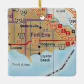 Fort Erie Ontario Karte Keramikornament (Vorderseite)