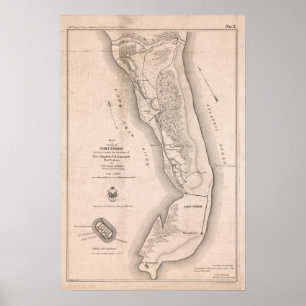 Fort Fisher Zivil War Map Poster