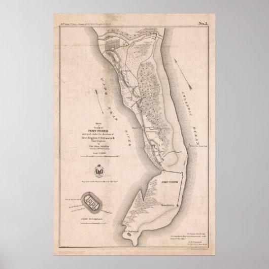 Fort Fisher Zivil War Map Poster (Vorne)