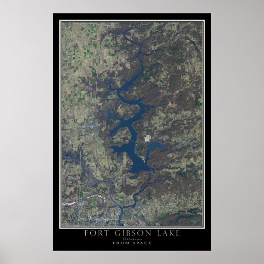 Fort Gibson Lake Oklahoma From Space Satellite Map Poster (Vorne)