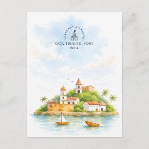 Fort Goa Tiracol, Indien Architektur Landschaft Postkarte